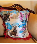 Vintage 1940s-50s Yellowstone National Park Fringed Silk Souvenir Pillow... - $47.53