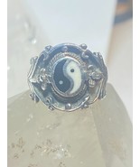 Yin Yang ring black white band sterling silver women girls size 7 - €49,93 EUR