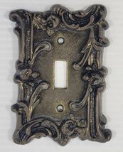 UU) Vintage Gold Tone Thick Brass Metal Floral Light Switch Cover Plate - $14.84