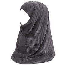  Muslim Women Hijab Head Scarf Pleated Crinkled (Dark Grey) - $10.69