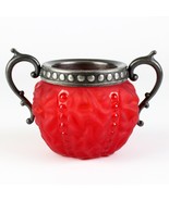 Pittsburgh Beaded Drape Pigeon Blood Red Sugar Bowl, Antique Glass Conso... - £112.59 GBP
