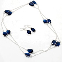 Iolite Pear Shape Handmade Black Friday Gift Necklace Set Jewelry 36" SA 6902 - £5.58 GBP