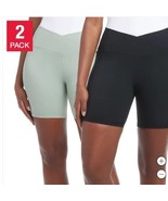 Danskin Womens Biker Shorts Green Black 2-Pack Pockets Moisture Wicking - $54.87 CAD