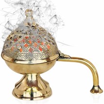 Brass Dhoop Dani | Bakhoor Holder Loban Burner Incense Holder 8 Inch (600 Grams) - £37.67 GBP