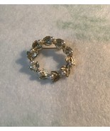 Gold Tone Leaves &amp; Faux Pearls Circle Pin - $8.08 CAD