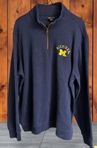 Champion Michigan Sweater Mens 2XL Navy Knitted Long Raglan Sleeve 1/4 Zip - £19.73 GBP