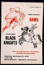 1970 Stamford HS Black Knights vs New Canaan Rams Football Championship Program - £7.86 GBP