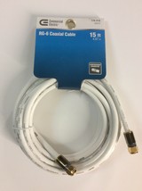 RG-6 White Coaxial / Coax TV Cable ~ 15’ ~ Commercial Electric - £9.38 GBP