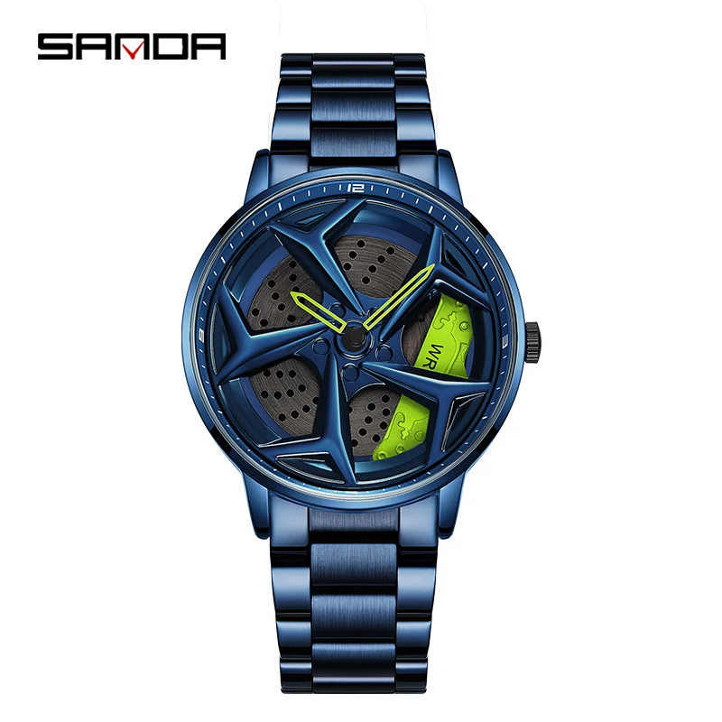 Watch SANDA P1087   Car Wheel  Hub  For  Men Super Watch Stainless Steel Waterpr - £51.85 GBP