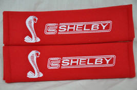 2 pieces (1 PAIR) Ford Shelby Embroidery Seat Belt Cover Pads (White on Red) - $16.99