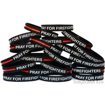 20 Pray For Firefighters Wristbands - Silicone Bracelets With Thin Red Line - £15.56 GBP