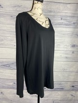 Lane Bryant Deep V Neck Tee Shirt Women Size 14/16 Black Supima Cotton Soft - $10.80