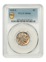 1935-S 5C PCGS MS66 - $458.33