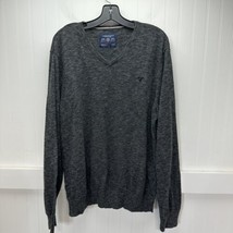American Eagle Sweater Men XL Gray V-Neck Athletic Fit Long Sleeve Knit ... - $12.99