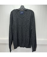 American Eagle Sweater Men XL Gray V-Neck Athletic Fit Long Sleeve Knit ... - £10.21 GBP