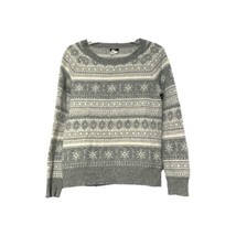 J Crew Womens Gray White Fair Isle Wool Nylon Cashmere Soft Sweater Size Small - £15.81 GBP