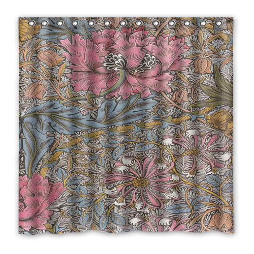 Pink Honeysuckle William Morris Waterproof Polyester Shower Curtain  - $33.00+