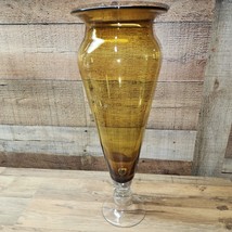 HUGE Smooth Honey Gold Amber 20&quot; Flared Vase - Unknown Maker - FREE SHIP... - £45.73 GBP