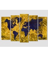 Grunge World Map Abstract Gold World Map World Map Wall Art Abstract Map... - £38.49 GBP