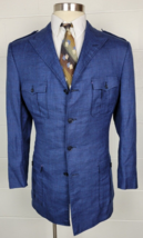 Marzoni Blue Red Windowpane Sport Coat Bespoke Joe Haden Cleveland Browns - £118.70 GBP