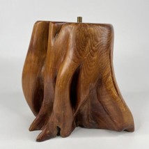 Vtg Handmade Wood Stump Table Lamp Base Mcm Knot Wooden Log ** Needs Rewiring** - $108.00