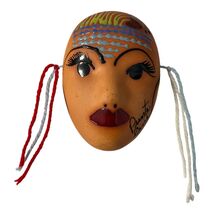 Punta Cana Hand Painted Clay Face Mask Miniature Wall Hanging - $16.20