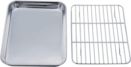 Teamfar Toaster Oven Tray and Rack Set, 9.3’’ X 7’’ X 1’’, Stainless Steel Toast - £11.69 GBP