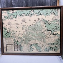 Framed Reprinted Japanese Woodblock Print Map of Nagasaki Japan Harbor in 1802 - £103.11 GBP
