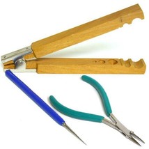 Bead Knotting Pliers &amp; Bead Vise Holder &amp; Awl 3 Tools Beading Jewelry Repair - £12.46 GBP