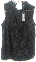 Cable &amp; Gauge S Black Sleeveless Womens Petite Lace Pullover Shirt Top B... - $14.85