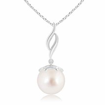 ANGARA Solitaire South Sea Pearl Flame Drop Pendant in 14K Solid Gold | 18&quot;Chain - £501.77 GBP