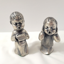 Vtg 2 Peltro Pewter Singing Choir Angel Figurines Italy 4.25&quot; Charming Pair - £22.41 GBP