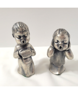 Vtg 2 Peltro Pewter Singing Choir Angel Figurines Italy 4.25&quot; Charming Pair - £22.51 GBP