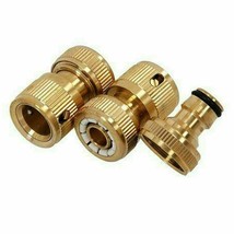 3Pc Brass Hose Fitting Set Pipe Connectors adaptors Kit Gardening Male Female - £10.81 GBP