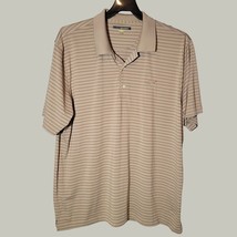 Greg Norman Mens Polo Golf Shirt 2XL Tan Striped Short Sleeve  - $14.31