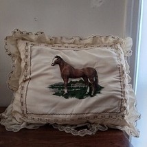 Pillow Horse Lovers Lace Edged Handmade Throw Pillow - £18.28 GBP