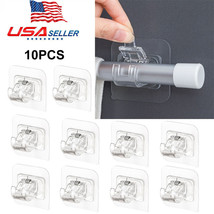 10Pack Nail Free Adjustable Curtain Rod Clip Brackets Self Adhesive Hold... - £16.50 GBP