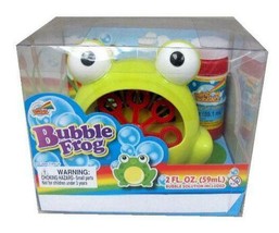 GREEN FROG BUBBLE BLOWER MACHINE blowing bubble battery operated with so... - £9.84 GBP