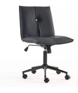 Modern Armless Leather Office Chair - Comfortable Swivel Desk Chair with... - $127.99