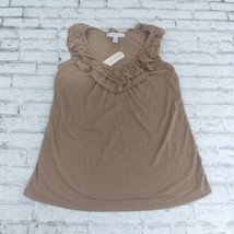 French Laundry Top Womens Medium Brown Lace Ruffle Sleeveless V Neck Tank Boho  - £14.42 GBP