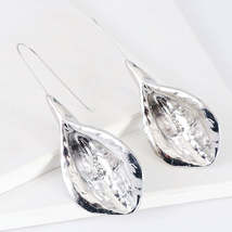 Silver-Plated Leaf Drop Earrings - £10.35 GBP