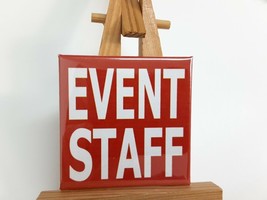 Event Staff pin back Buttons Square 2 inch NEW Concerts Shows Weddings F... - $76.08 MXN