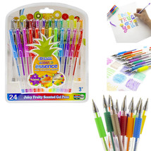 24 PC Scented Gel Pens Set Fruit Scent Glitter Pen School Drawing Colori... - £27.17 GBP