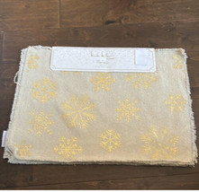 Nicole Miller Home Christmas snowflake Placemats Set Of 4 Beige Gold Cotton - £23.91 GBP