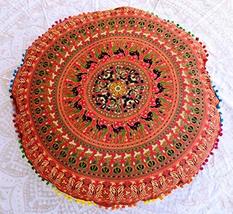 Traditional Jaipur Floral Mandala Peacock Camel Floor Cushions, Decorative Throw - £16.02 GBP