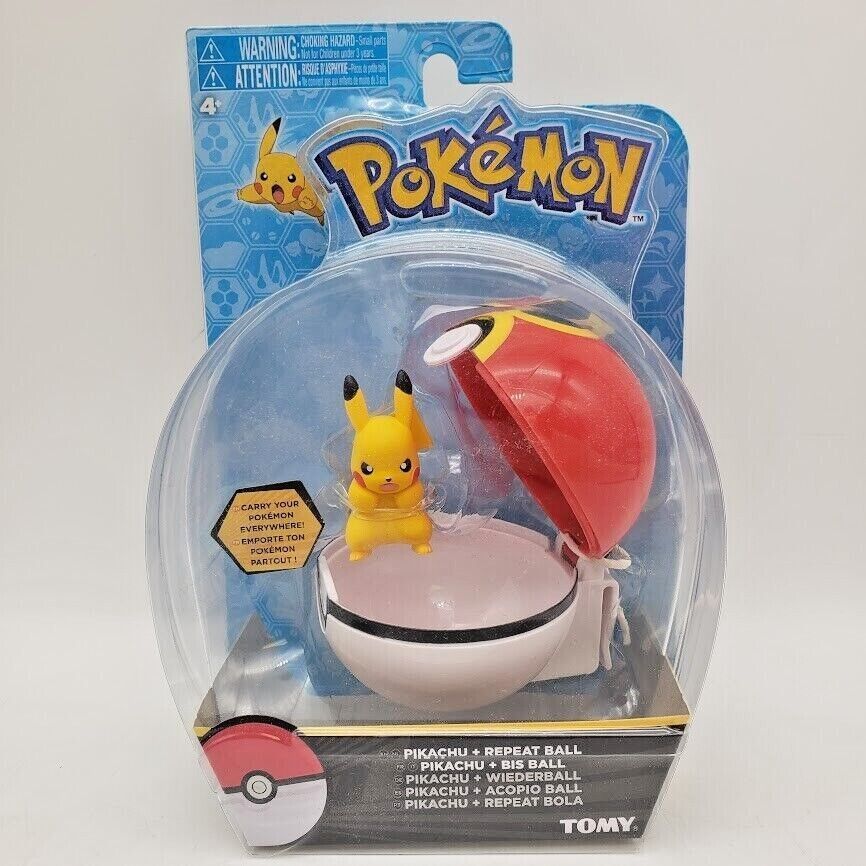 POKEMON Pikachu Figure & Repeat Ball Carrying Case (T18656) Tomy SEALED - $14.80