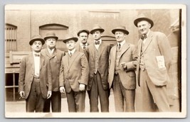 RPPC Group Of Dapper Dudes Business Men Hats Suits Cigars Ties Postcard K27 - $12.95