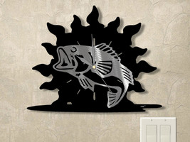 15in W Fishing Theme Sunrise Wall Clock - Jumping Bass - $104.00