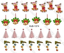 Nail Art Water Transfer Stickers Decal Christmas tree decorations bells KoB-1374 - £2.40 GBP