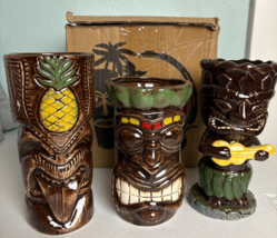 Set of 3 Tiki Bar Mugs 7&quot; Tiki Lin - $22.10